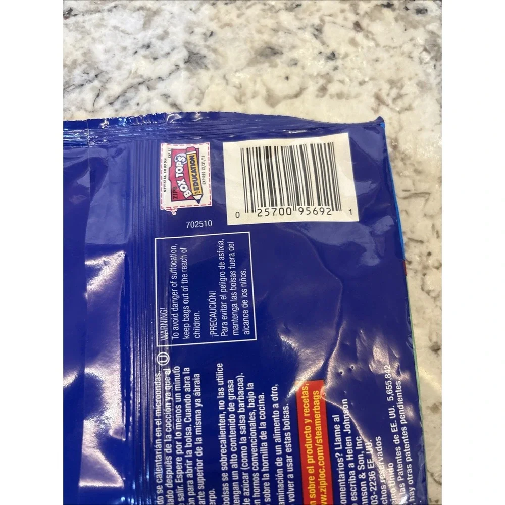 Ziploc Zip'N Steam Cooking Bags Large 7 Pack 9 1/4in X 8in Servings discontinued